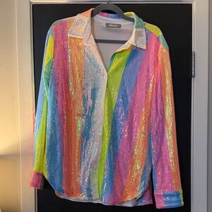 Colorful Sequin Women’s button up Shirt